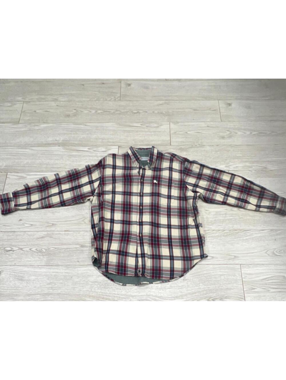 Burberry Men's Beige Plaid Cotton Casual Vintage Dress Shirt XL